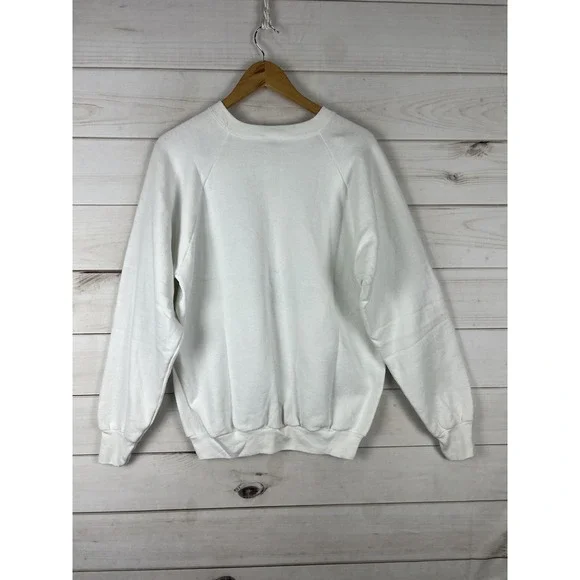 Vintage Fruit Of The Loom Sweatshirt Adult XL White Love Rose Stamp Crewneck USA - Picture 2 of 7